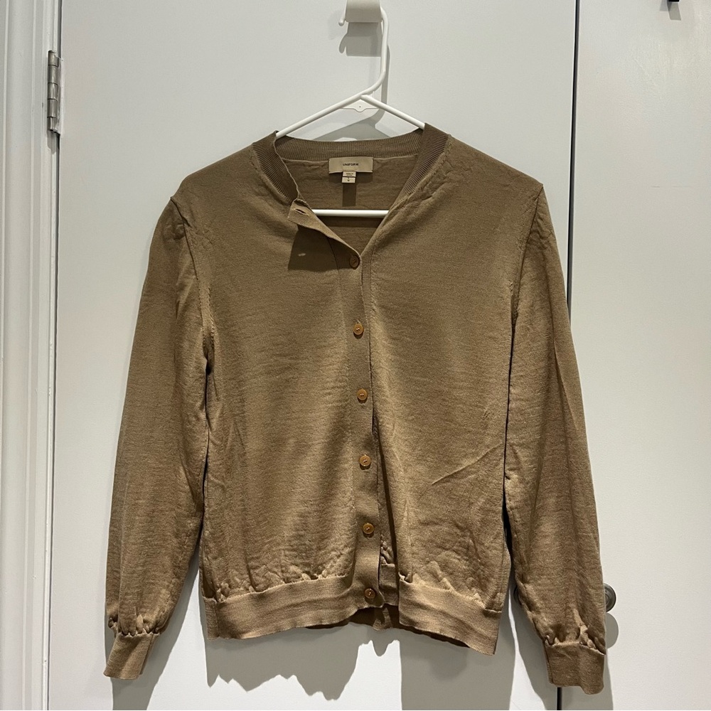 Burberry Uniform Tan Button-Up Cardigan